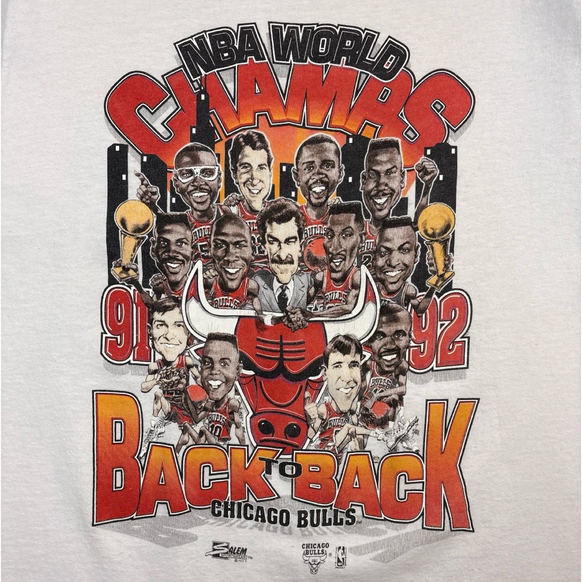 1992 Chicago Bulls Championship Caricature T-Shirt