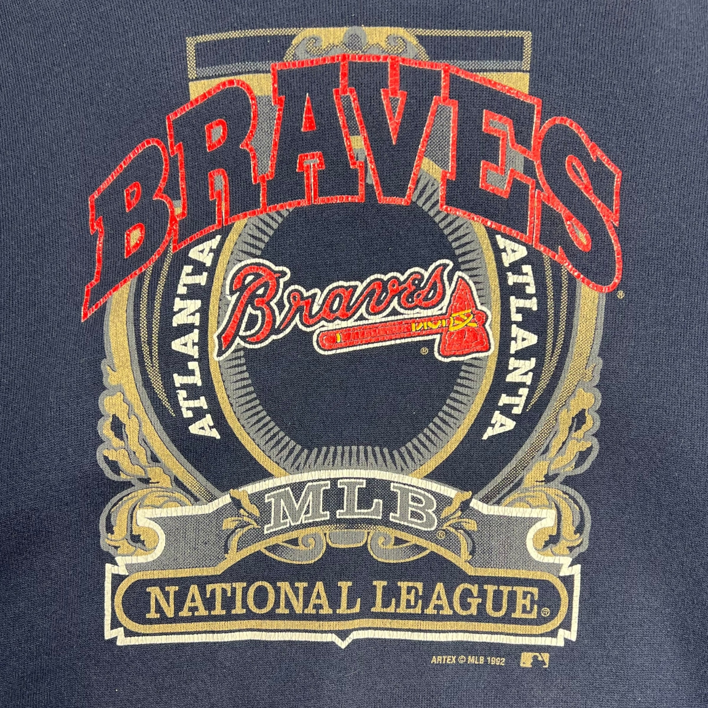 1992 Atlanta Braves NLB National League Crewneck Navy