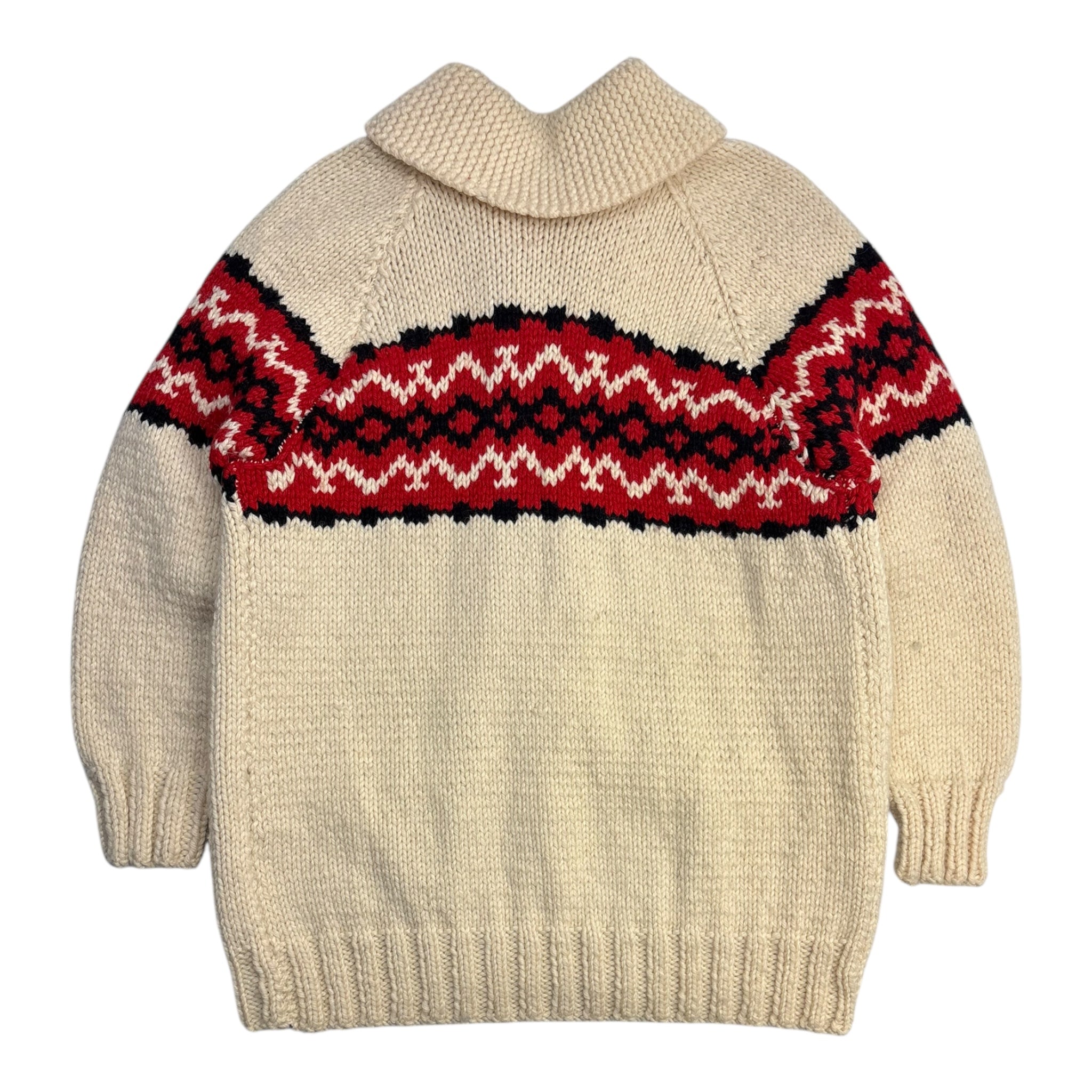 Vintage Cowichan Knit Zip Up Sweater Jacket