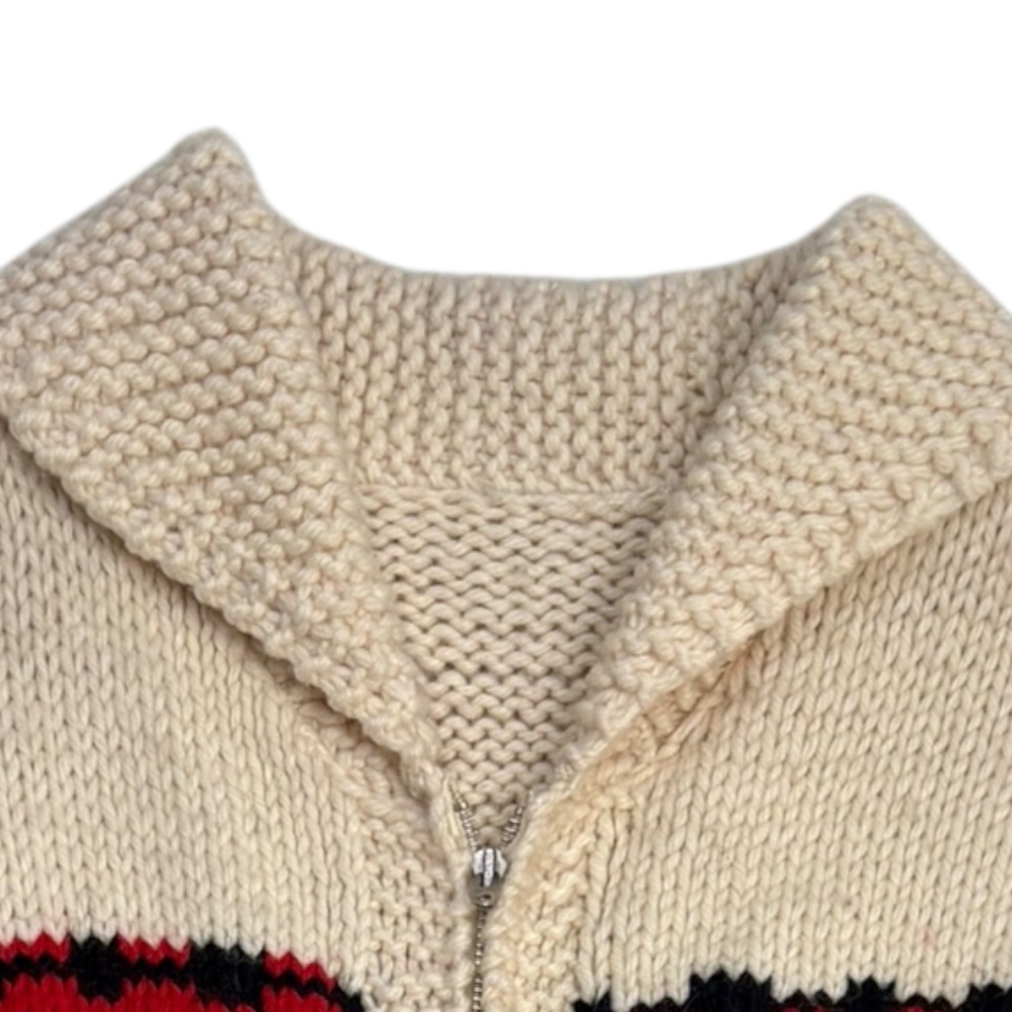 Vintage Cowichan Knit Zip Up Sweater Jacket
