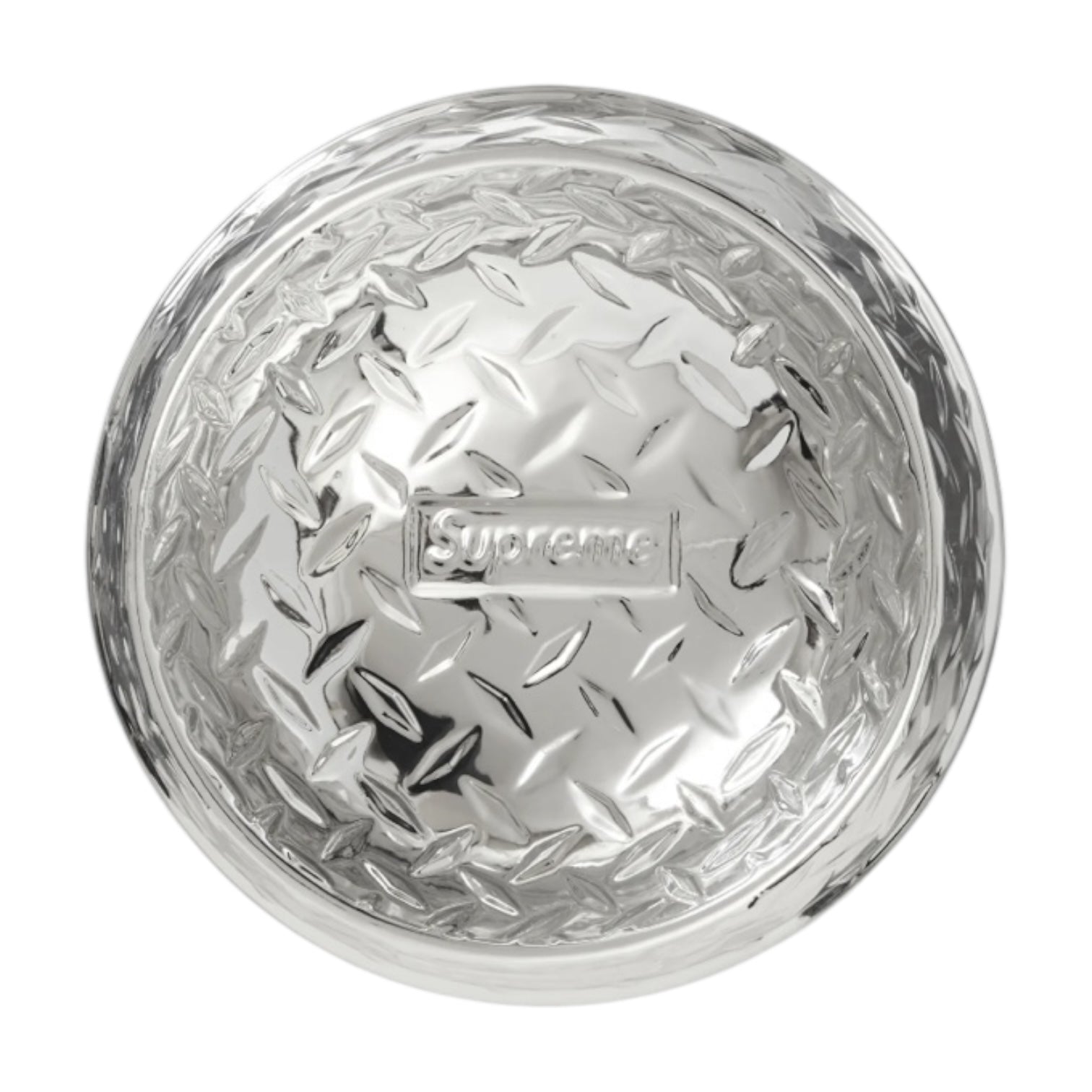 Supreme Diamond Plate Dog Bowl Silver