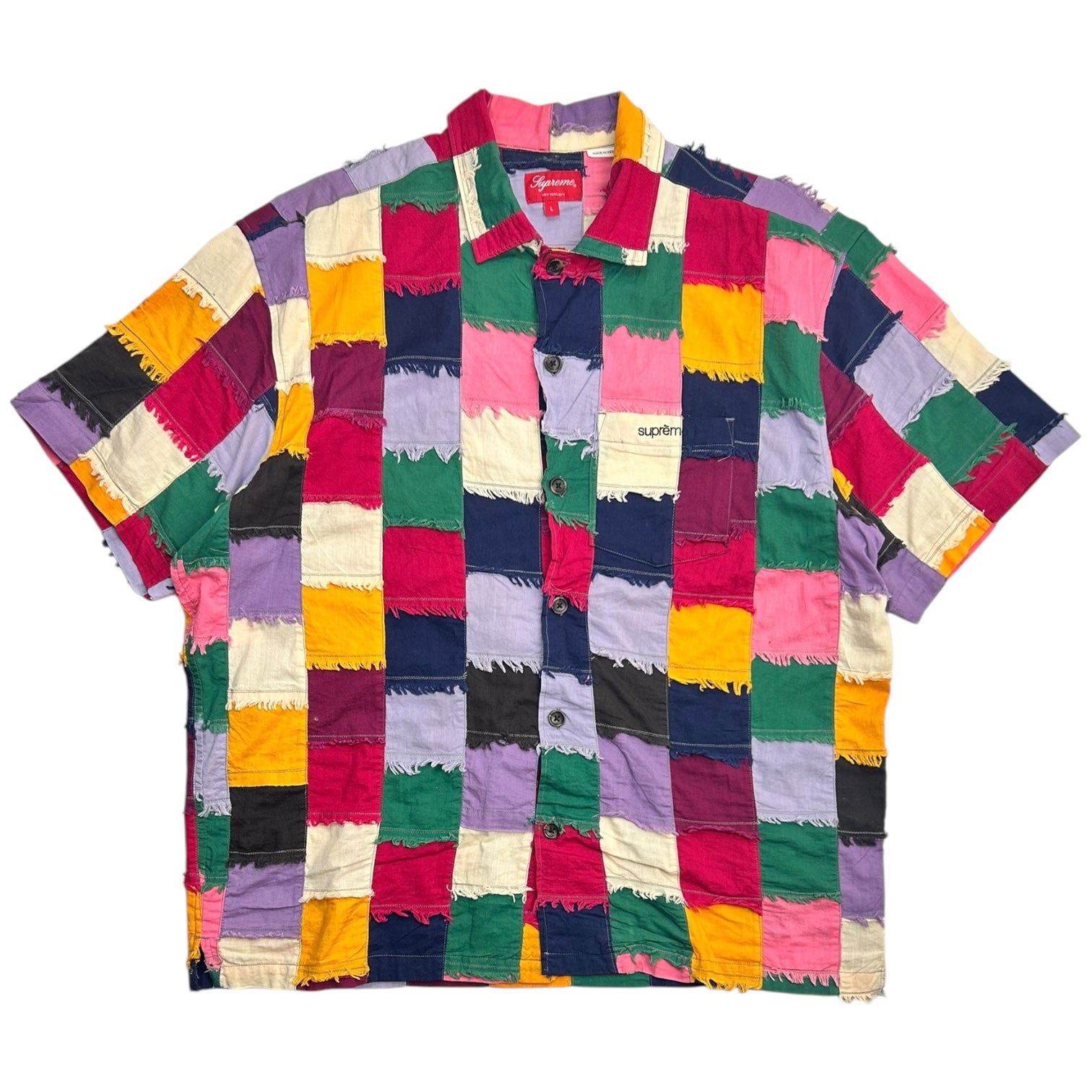 Supreme Patchwork Short Sleeve Button Up Multicolor