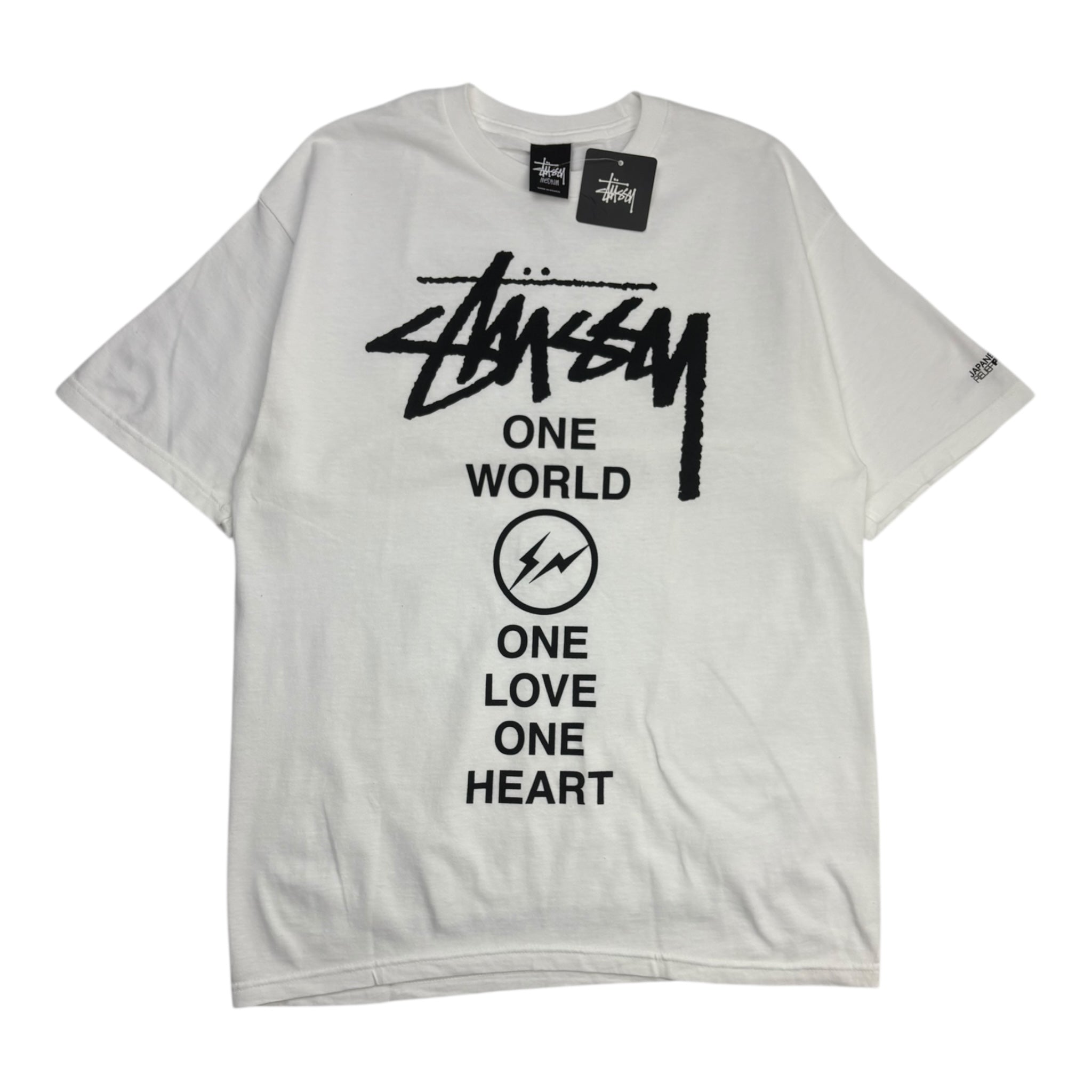 Stussy X Fragment Japan “One World One Love One Heart” T-Shirt White