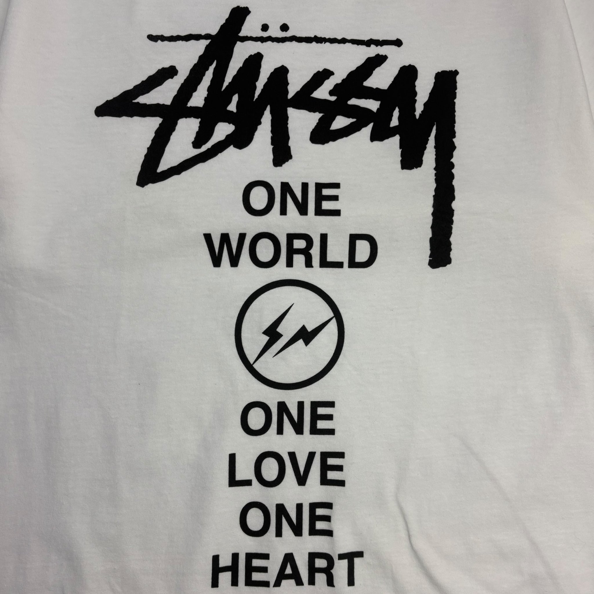 Stussy X Fragment Japan “One World One Love One Heart” T-Shirt White