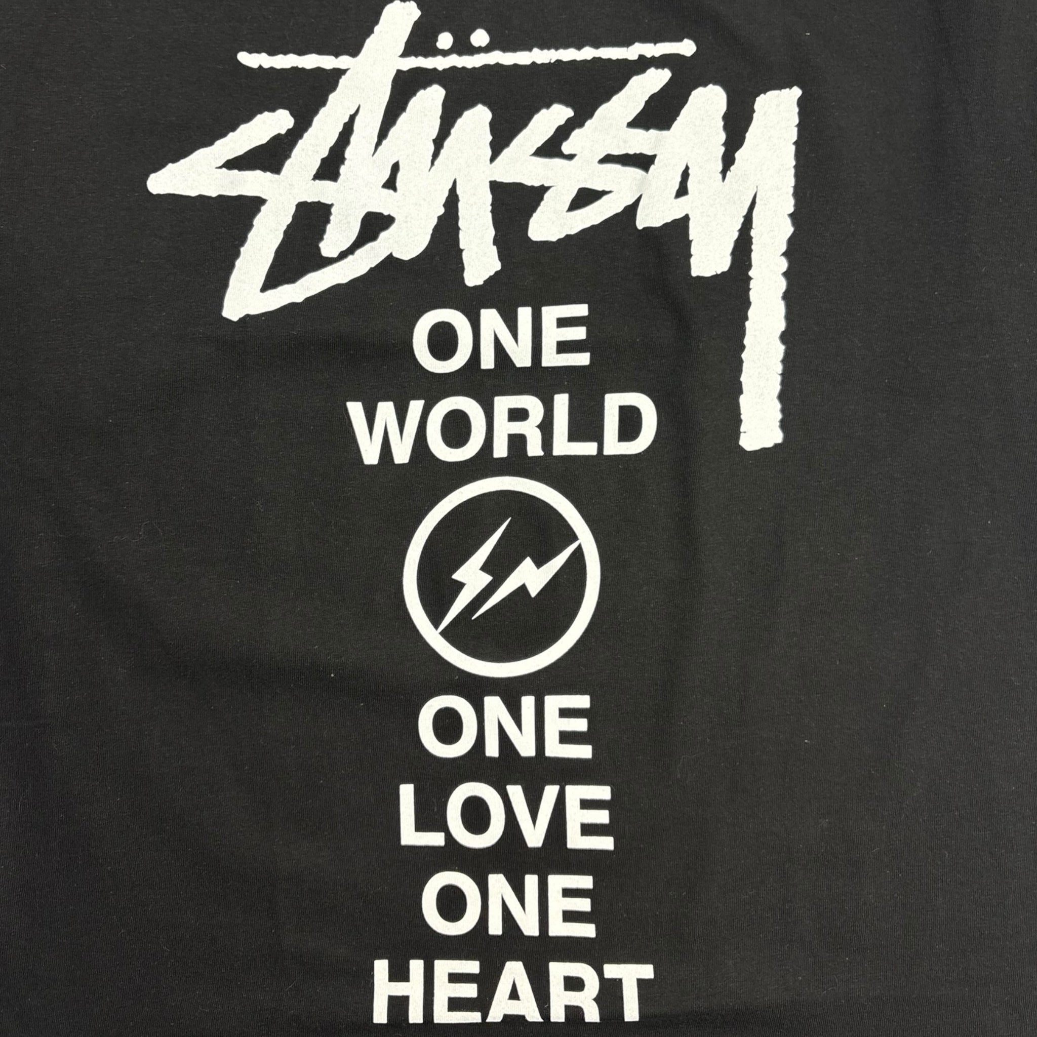 Stussy X Fragment Japan “One World One Love One Heart” T-Shirt Black