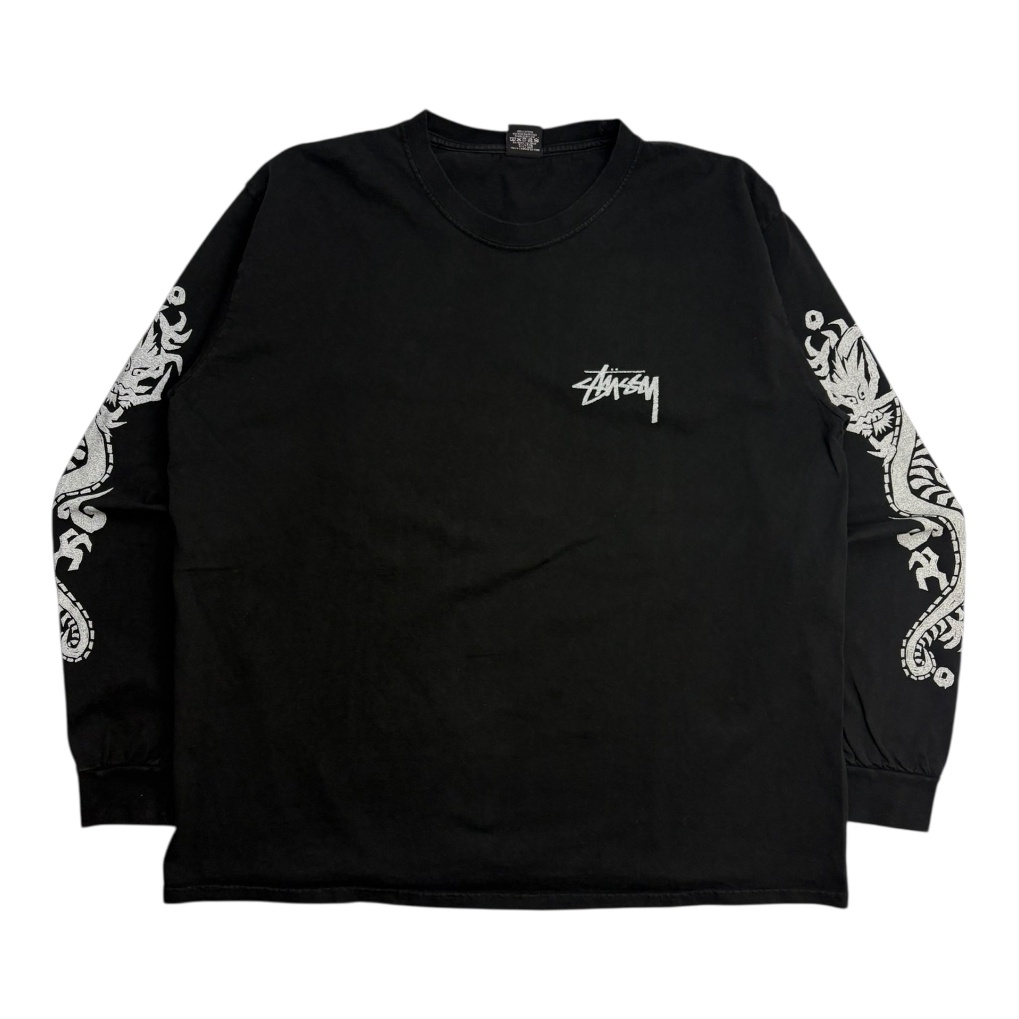 Stussy Dragons Pigment Dyed Long Sleeve Black