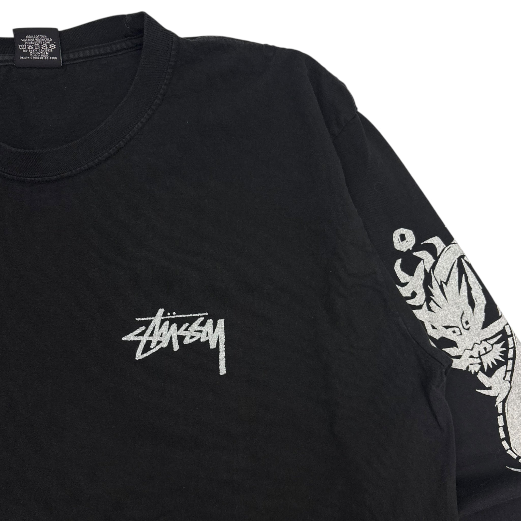 Stussy Dragons Pigment Dyed Long Sleeve Black