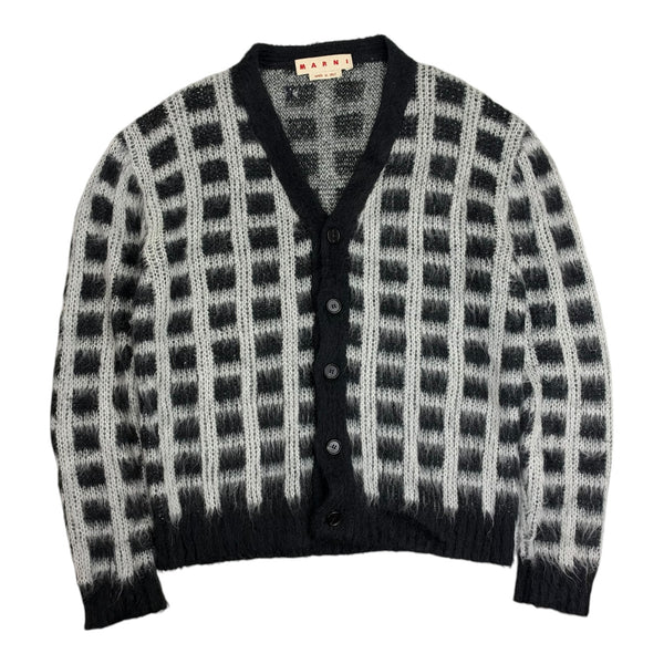 Marni Checked Mohair Cardigan Black/White