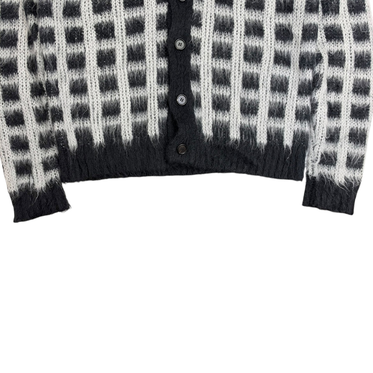 Marni Checked Mohair Cardigan Black/White