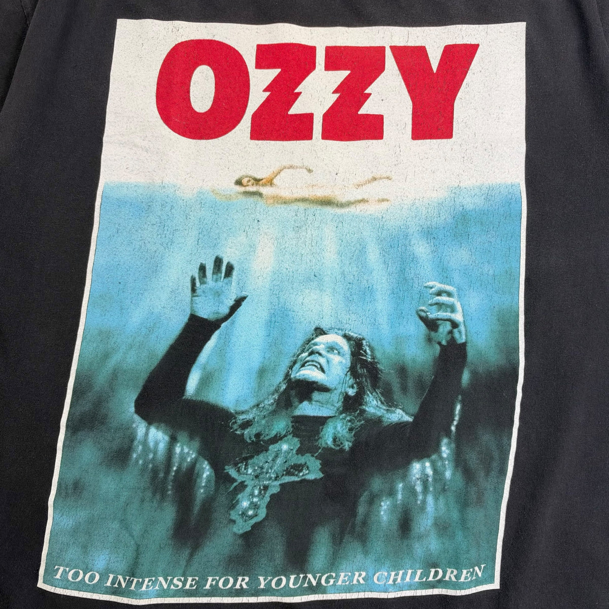 2003 Ozzy Osbourne “Too Intense for Younger Children" Jaws Tee Black