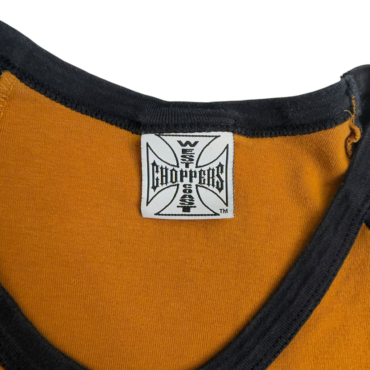 (W) Vintage West Coast Choppers CFL Raglan Baby Tee Yellow/Black