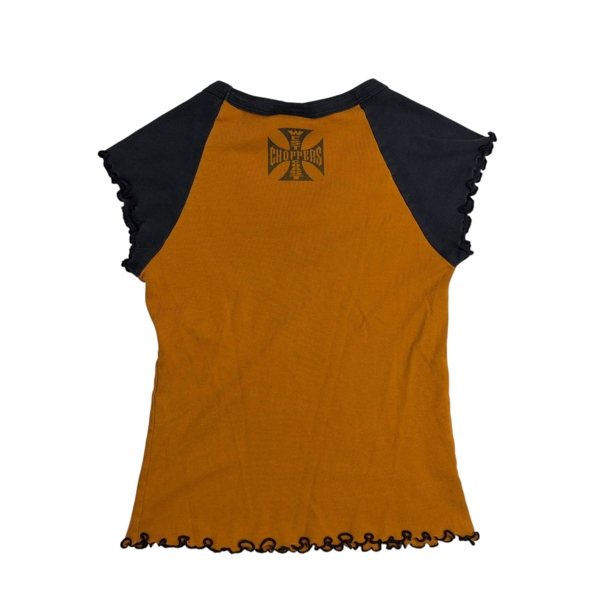 (W) Vintage West Coast Choppers CFL Raglan Baby Tee Yellow/Black
