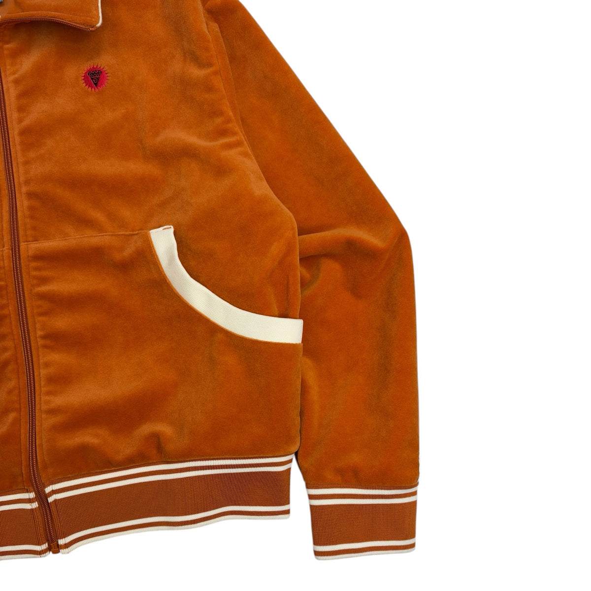ICECREAM Logo Embroidered Velour Track Jacket Orange
