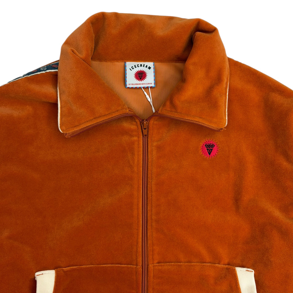 ICECREAM Logo Embroidered Velour Track Jacket Orange