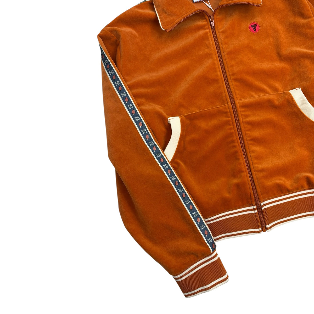 ICECREAM Logo Embroidered Velour Track Jacket Orange