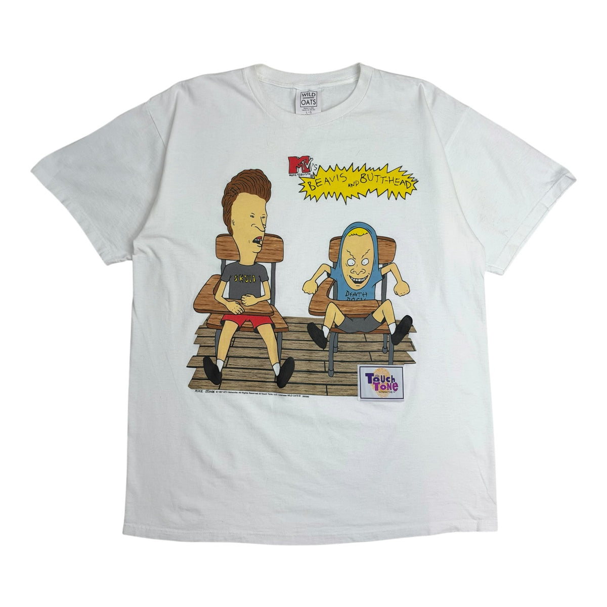 1997 Beavis & Butthead MTV Touch Tone Tee White