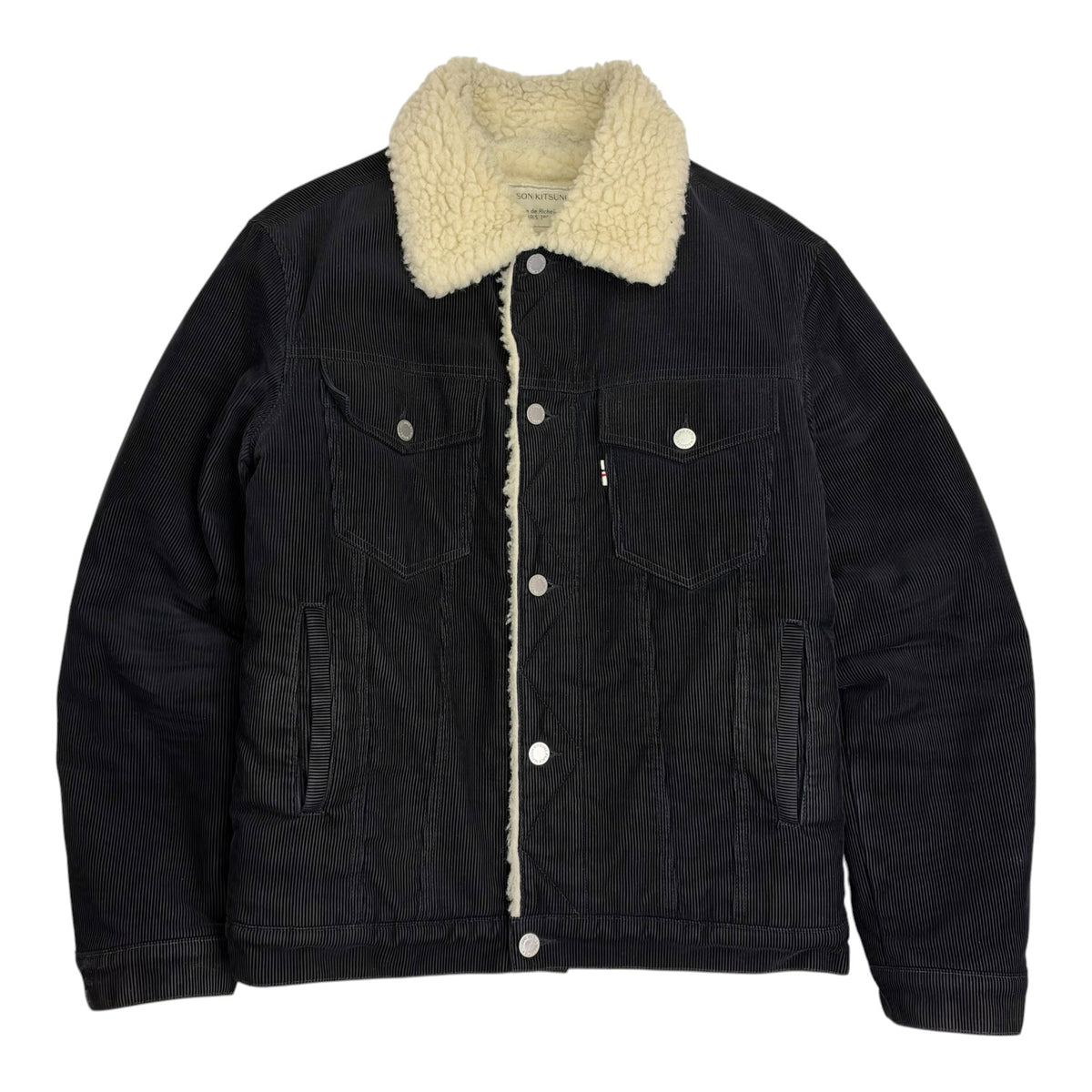 Maison Kitsuné Corduroy Sherpa Trucker Jacket Black