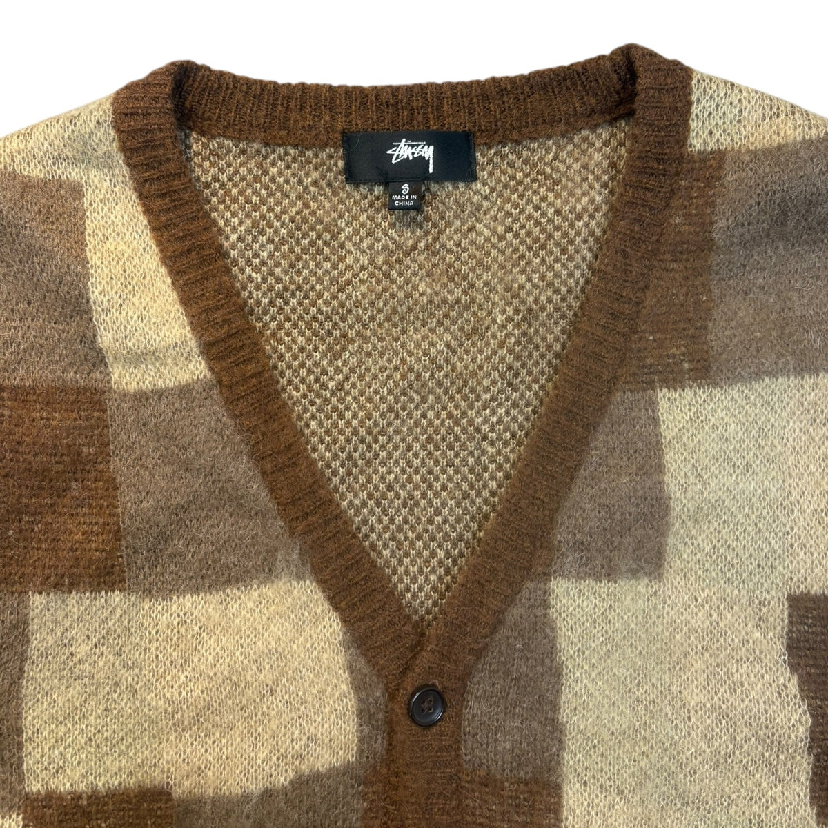 Stussy Wobbly Check Sweater Vest Brown