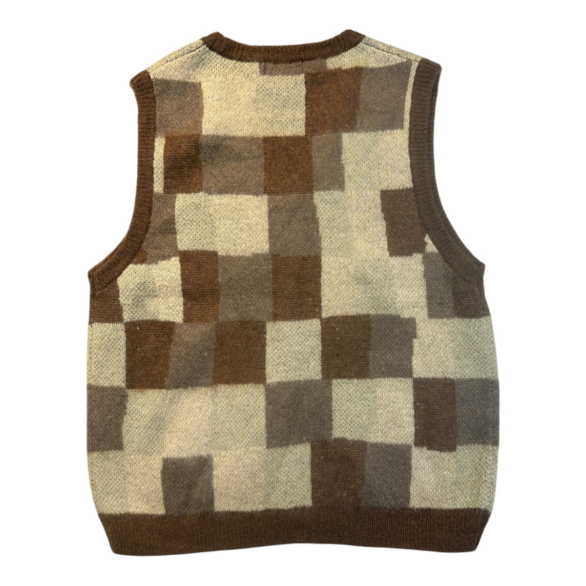 Stussy Wobbly Check Sweater Vest Brown