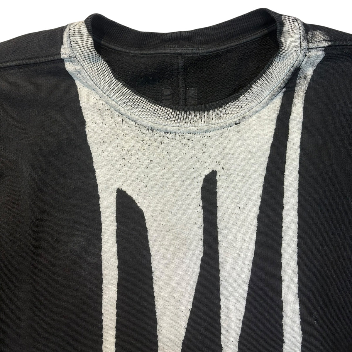 FW16 Rick Owens DRKSHDW “Mastodon” Bleach Vomit Crewneck Black