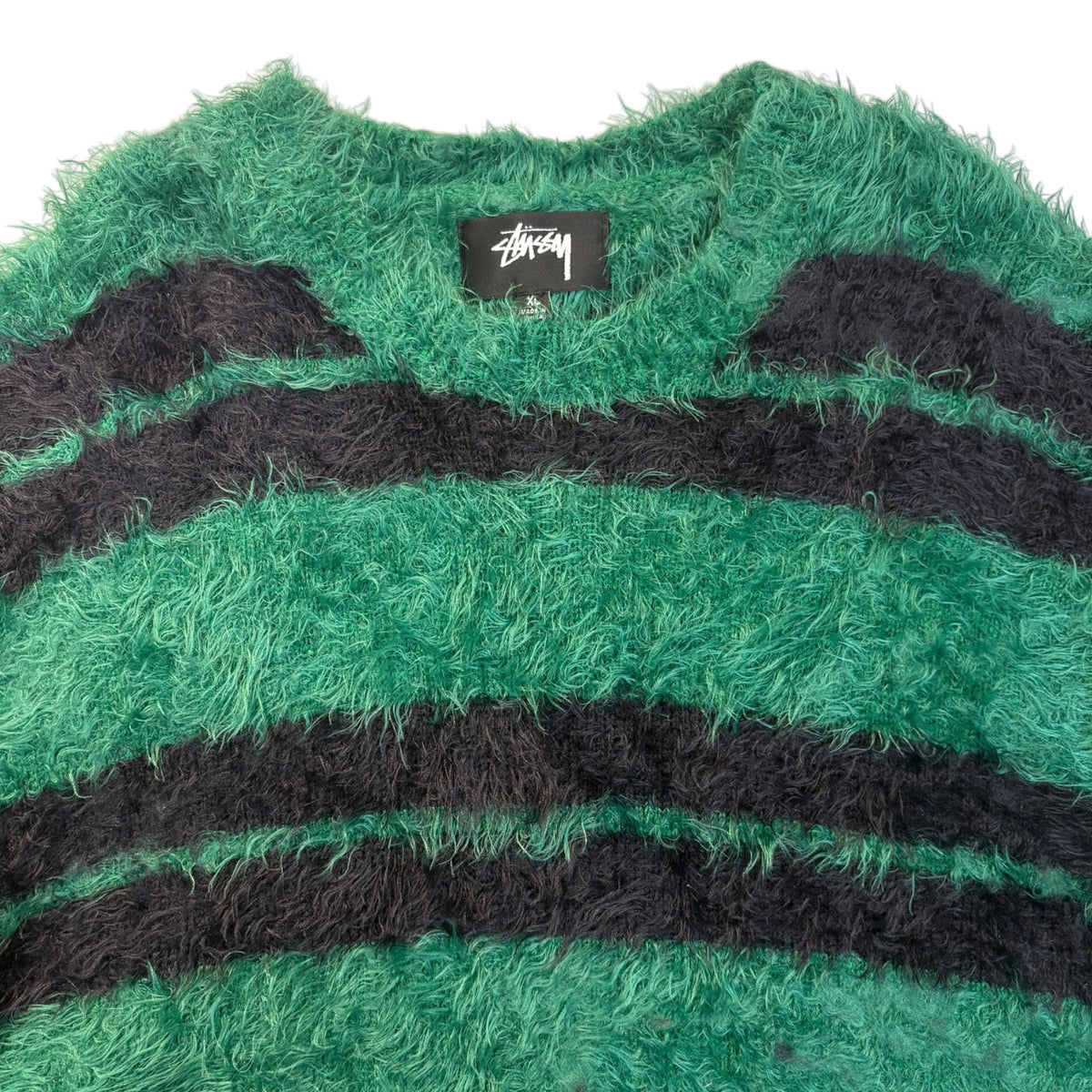Stussy Hairy Stripe Crewneck Sweater Green/Black