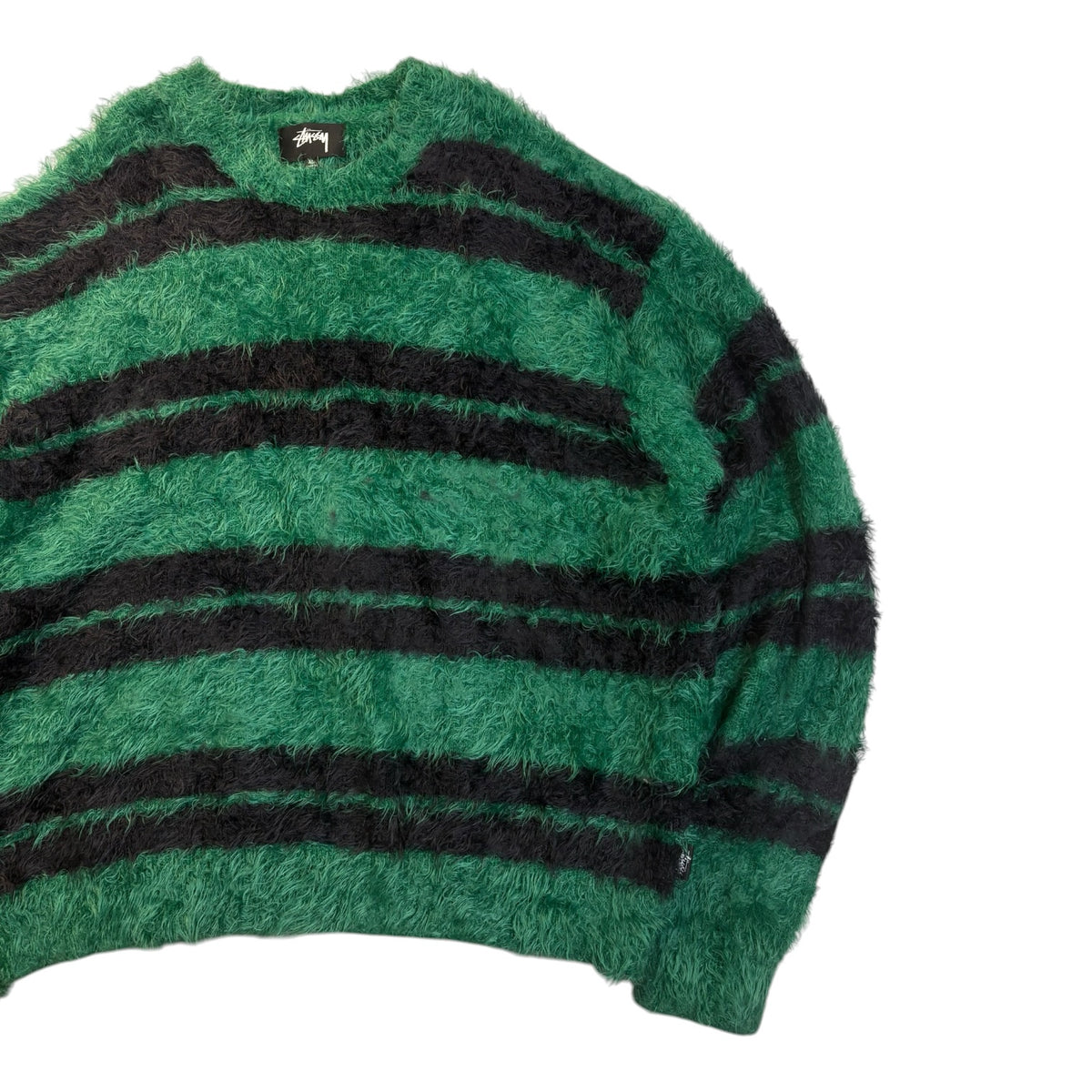 Stussy Hairy Stripe Crewneck Sweater Green/Black