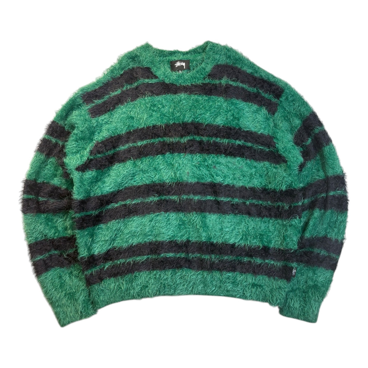 Stussy Hairy Stripe Crewneck Sweater Green/Black
