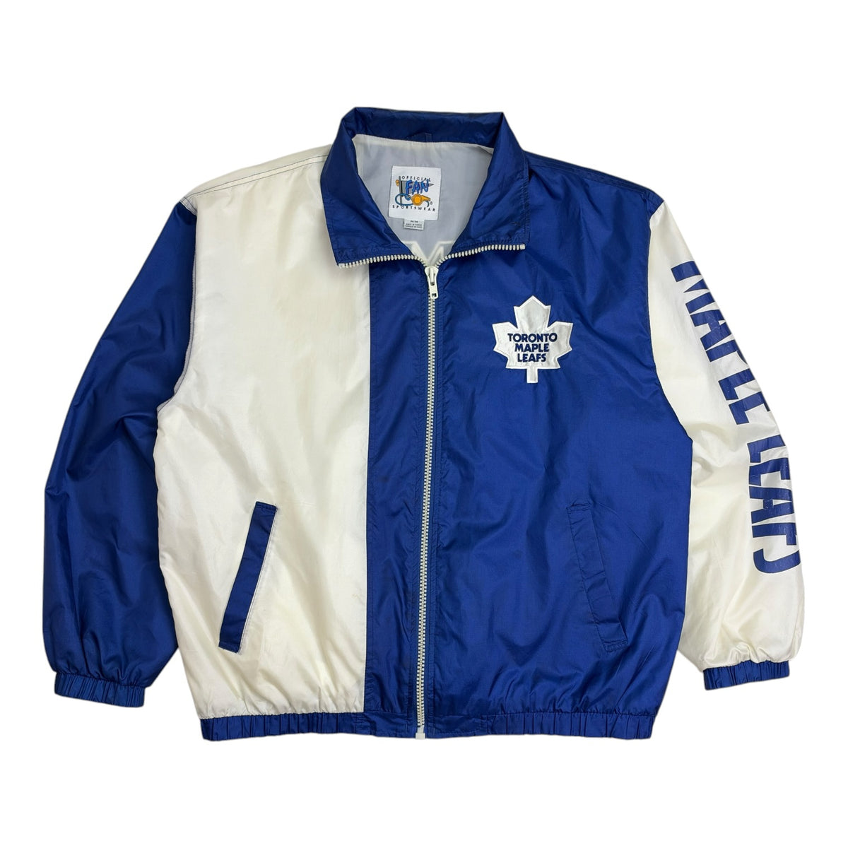Vintage Toronto Maple Leafs Spellout Windbreaker Blue/White