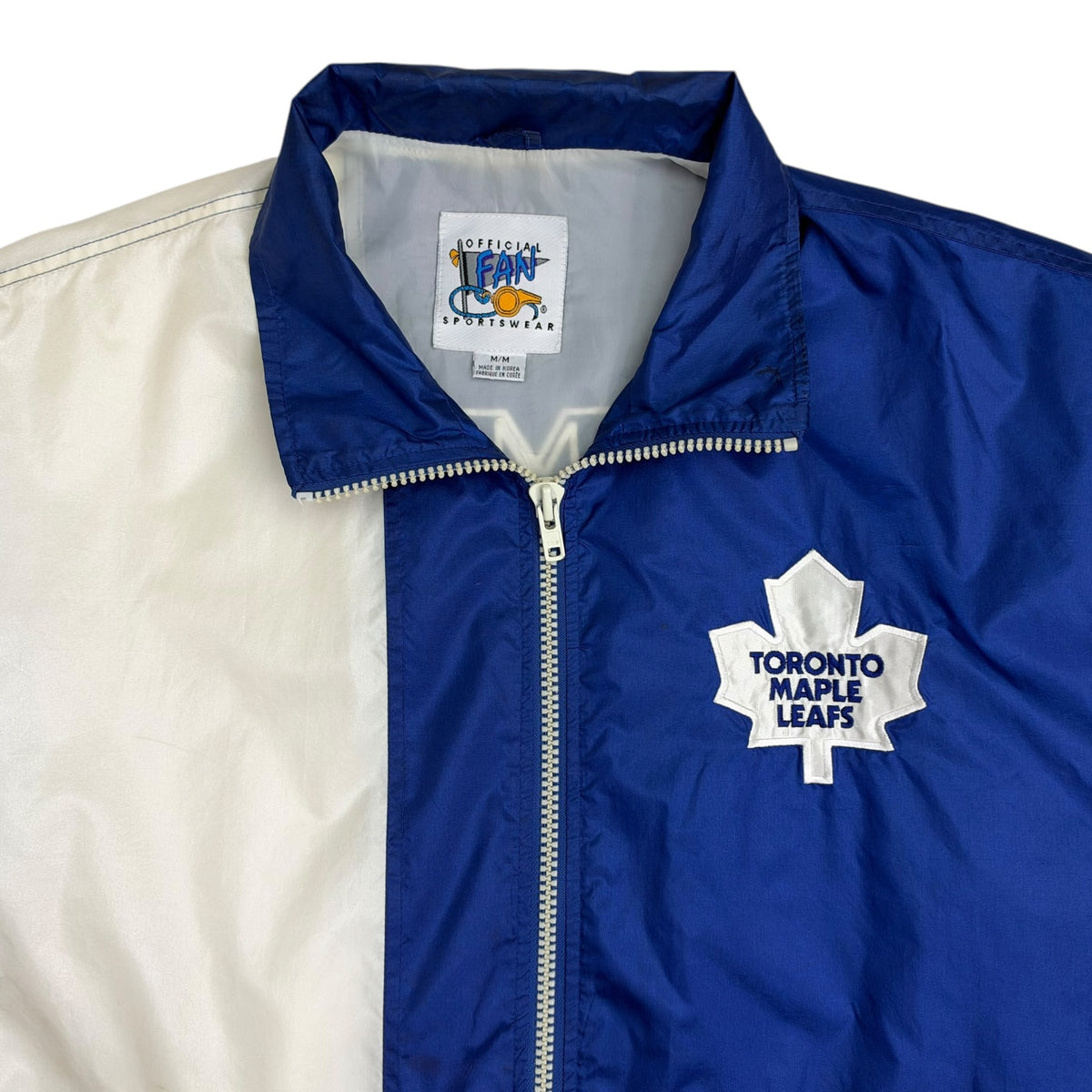 Vintage Toronto Maple Leafs Spellout Windbreaker Blue/White