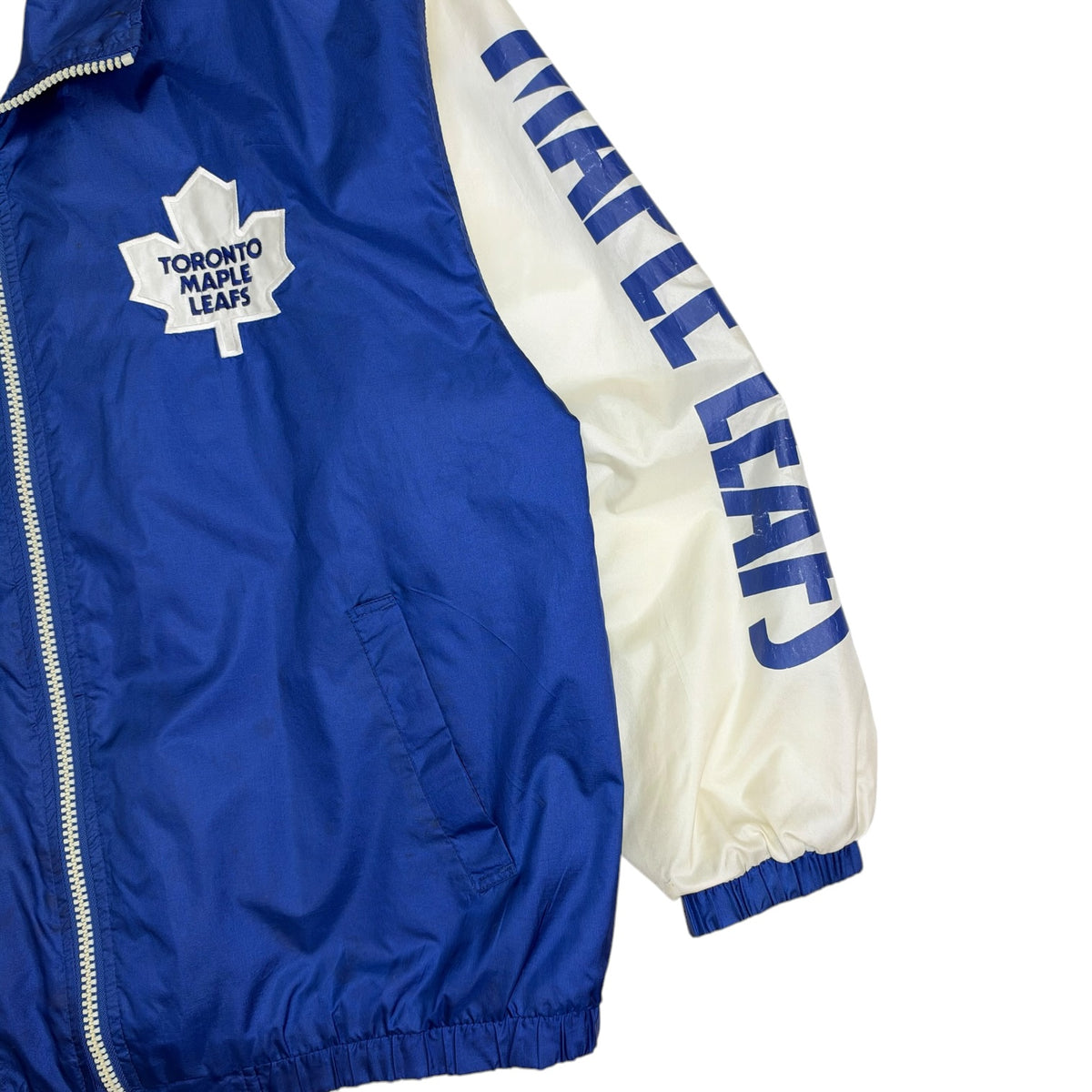 Vintage Toronto Maple Leafs Spellout Windbreaker Blue/White