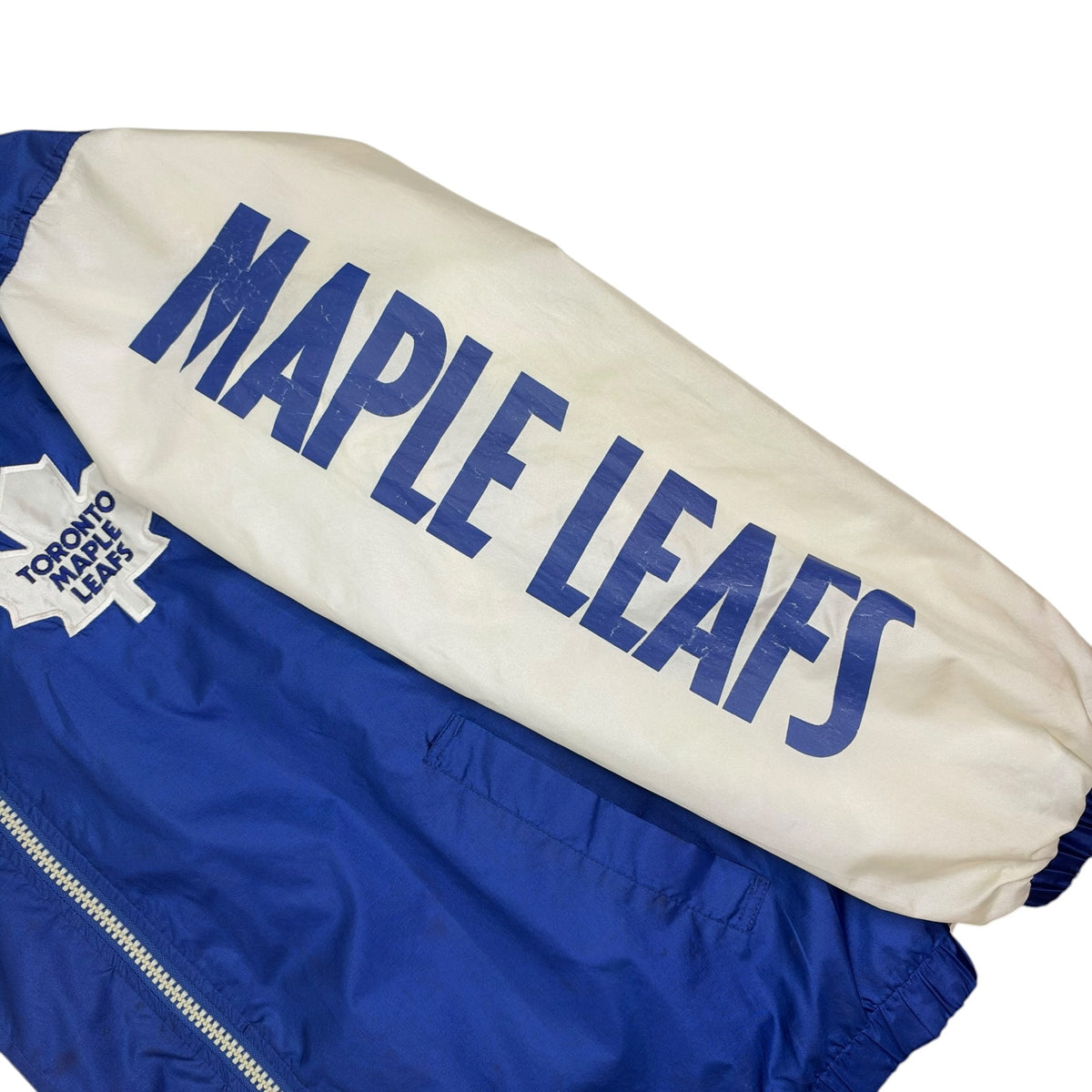 Vintage Toronto Maple Leafs Spellout Windbreaker Blue/White
