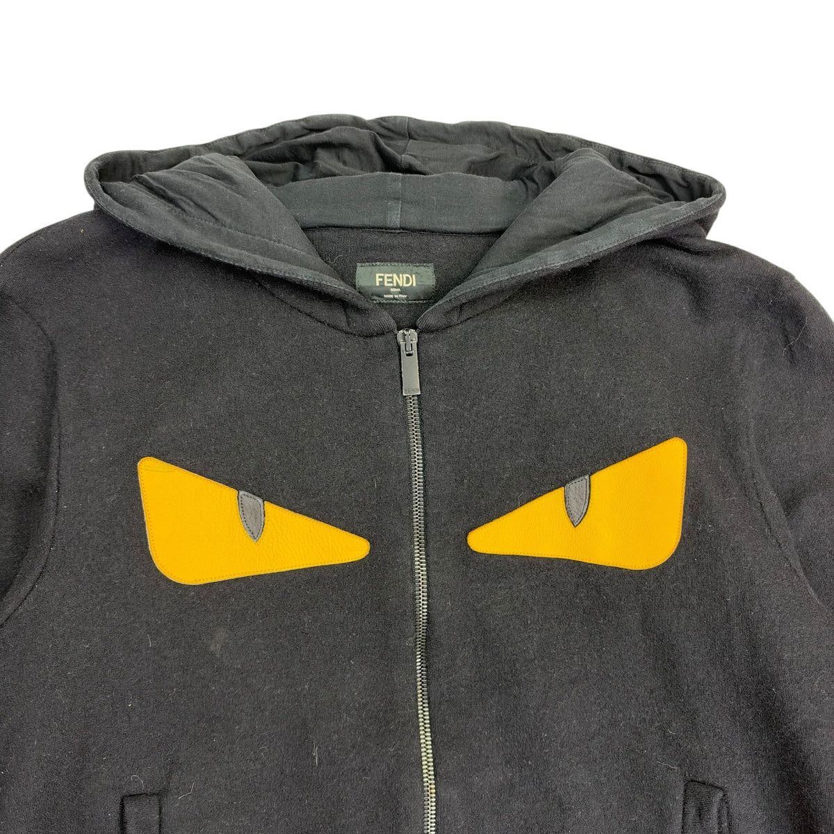 Fendi Monster Eyes Zip Up Hoodie Black