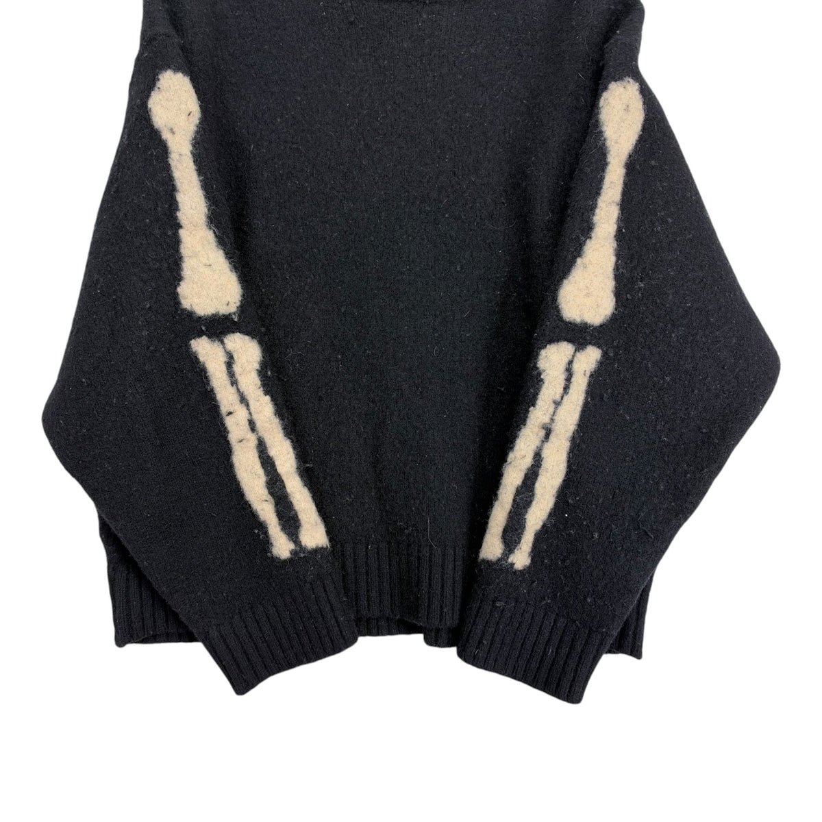 Kapital 5G Wool Bone Crew Sweater Black