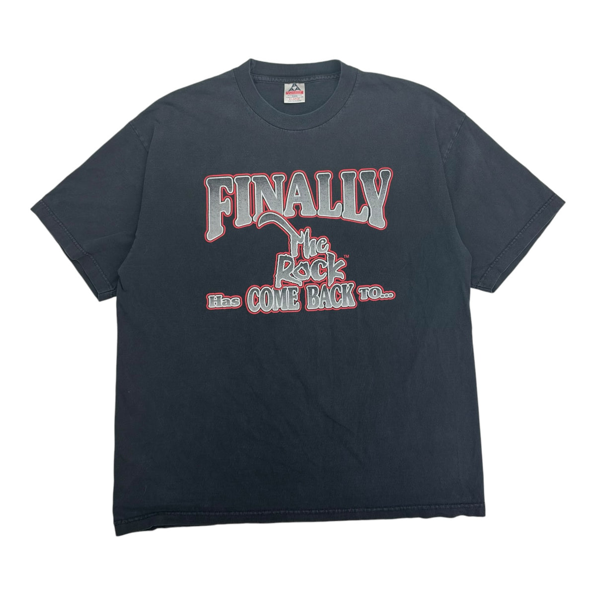 Vintage WWF "Finally The Rock Has Come Back To Edmonton” Tee Black