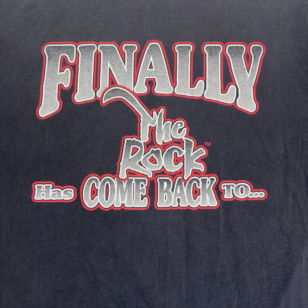 Vintage WWF "Finally The Rock Has Come Back To Edmonton” Tee Black