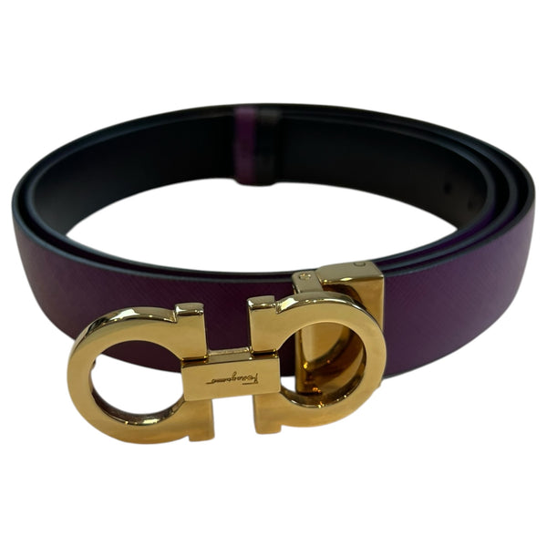 Salvatore Ferragamo Reversible Gancini Belt Plum