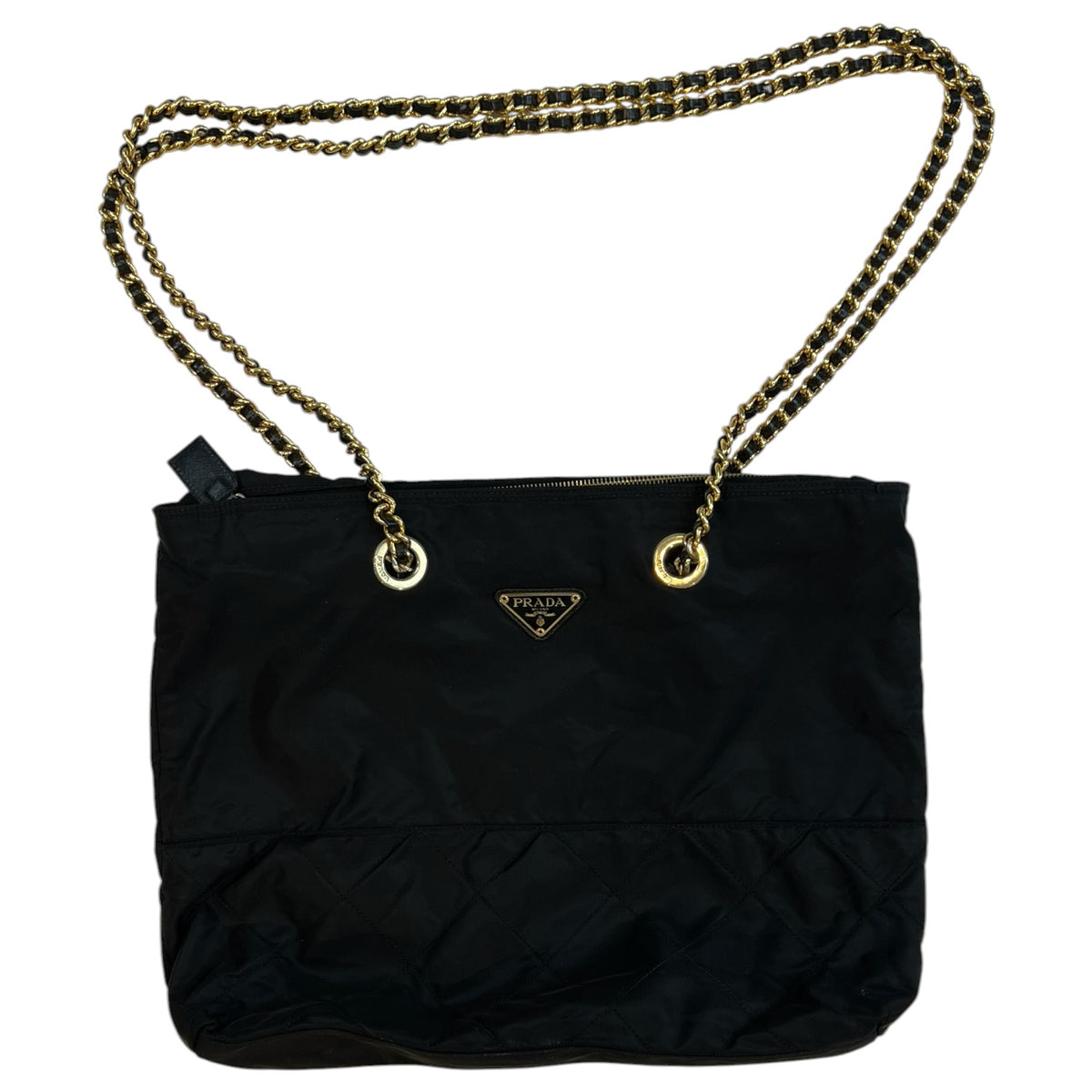 Prada Tessuto Nylon Chain Shoulder Bag Black