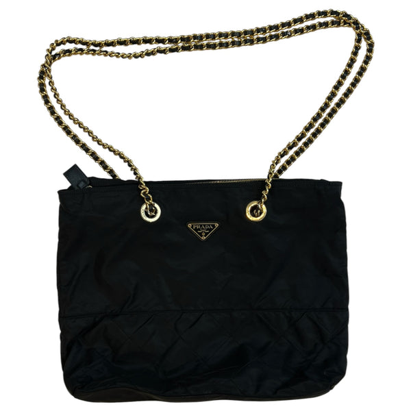 Prada Tessuto Nylon Chain Shoulder Bag Black