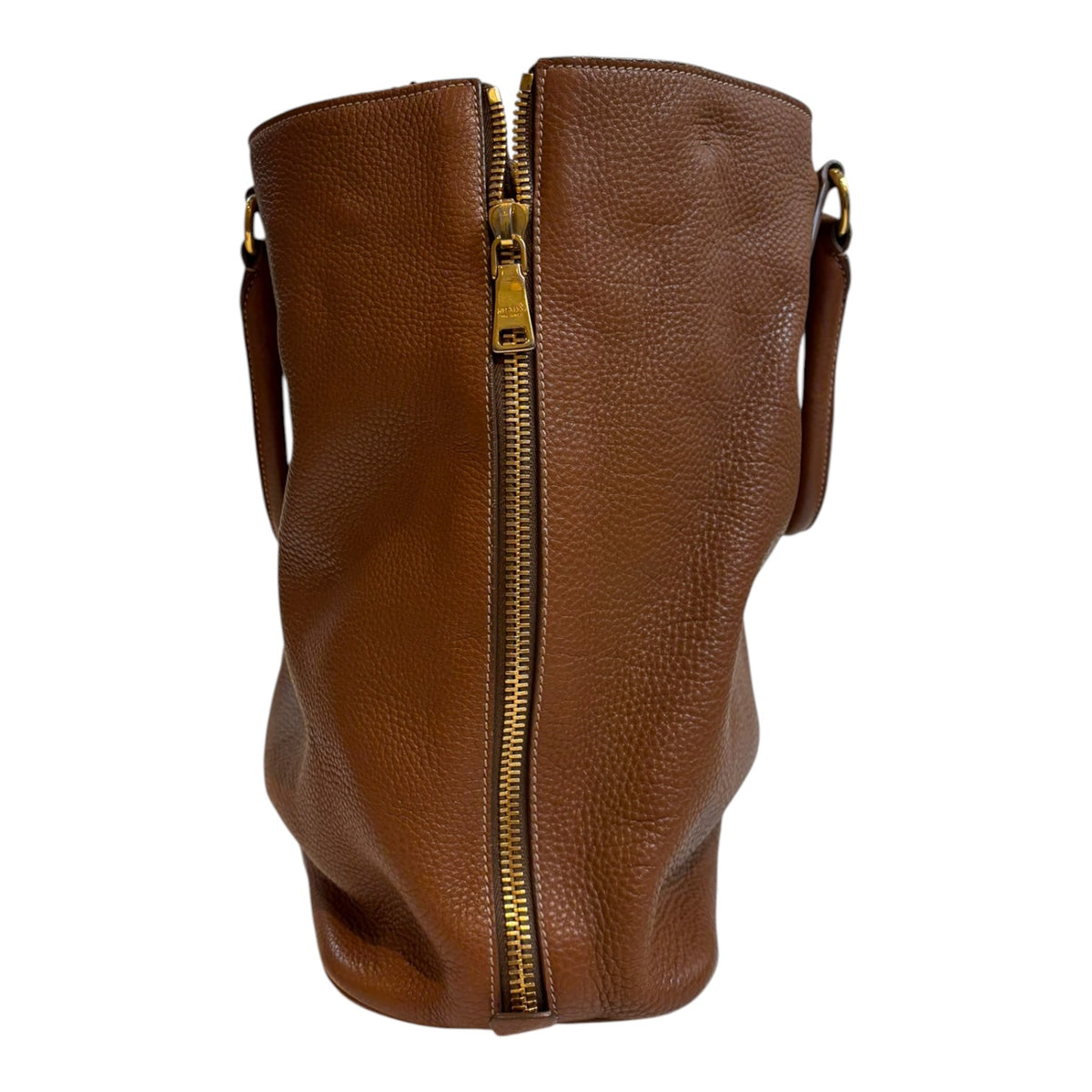 Prada Brown Vitello Daino Leather Large Shopping Tote Bag