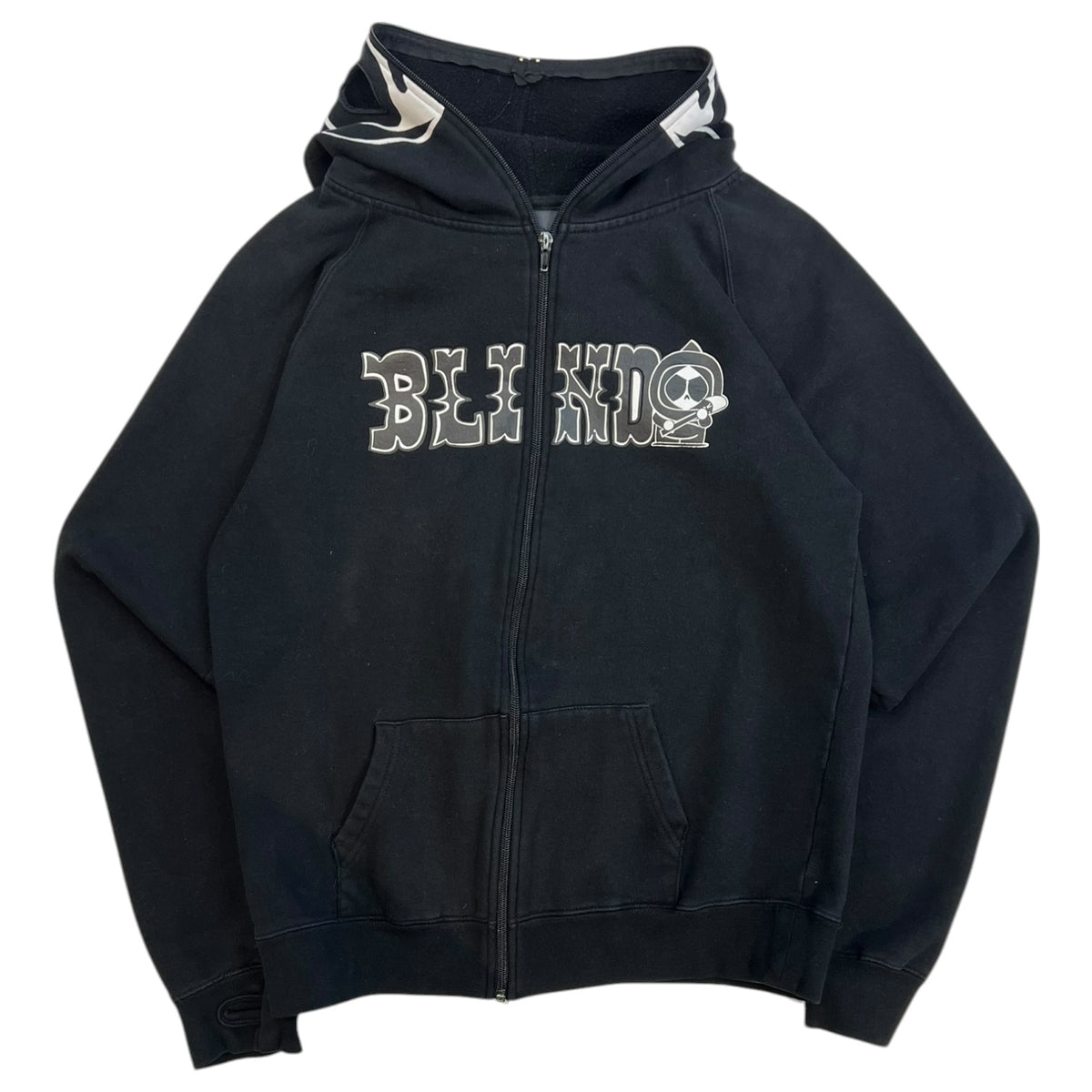 Vintage Blind Skateboards Full Zip Logo Mask Hoodie Black
