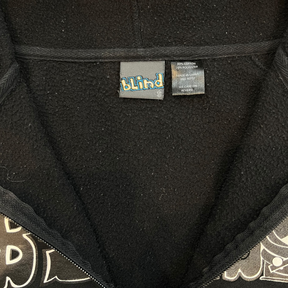 Vintage Blind Skateboards Full Zip Logo Mask Hoodie Black