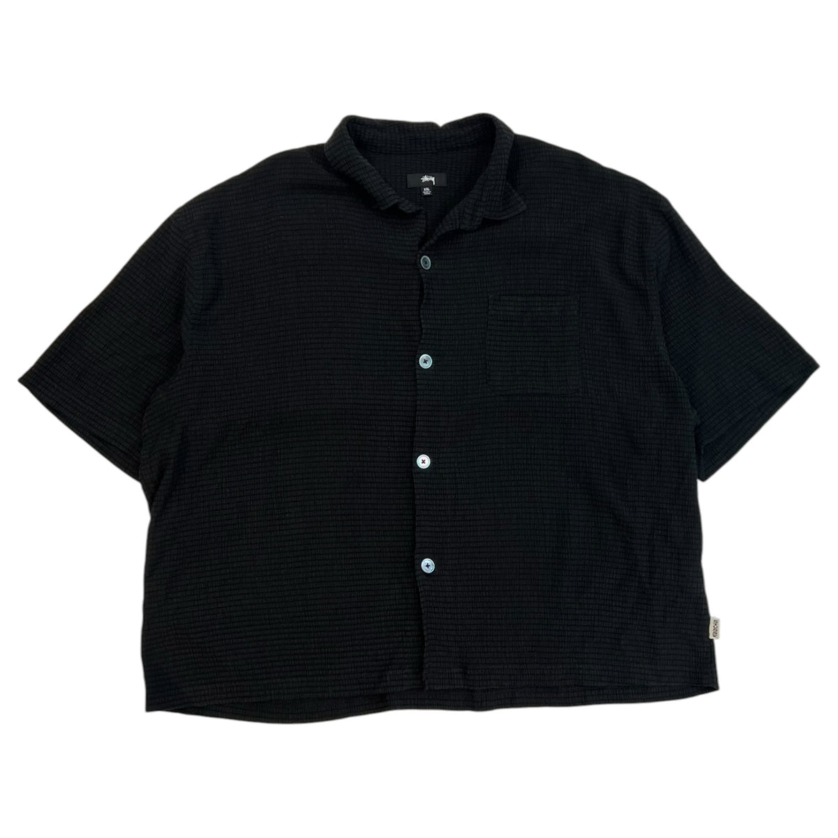 Stussy Flat Bottom Crinkled S/S Shirt Black