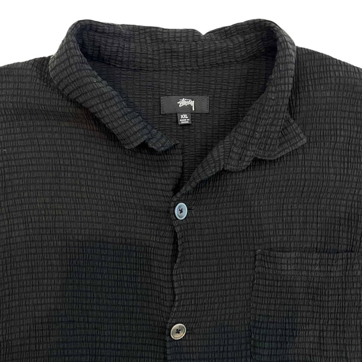 Stussy Flat Bottom Crinkled S/S Shirt Black
