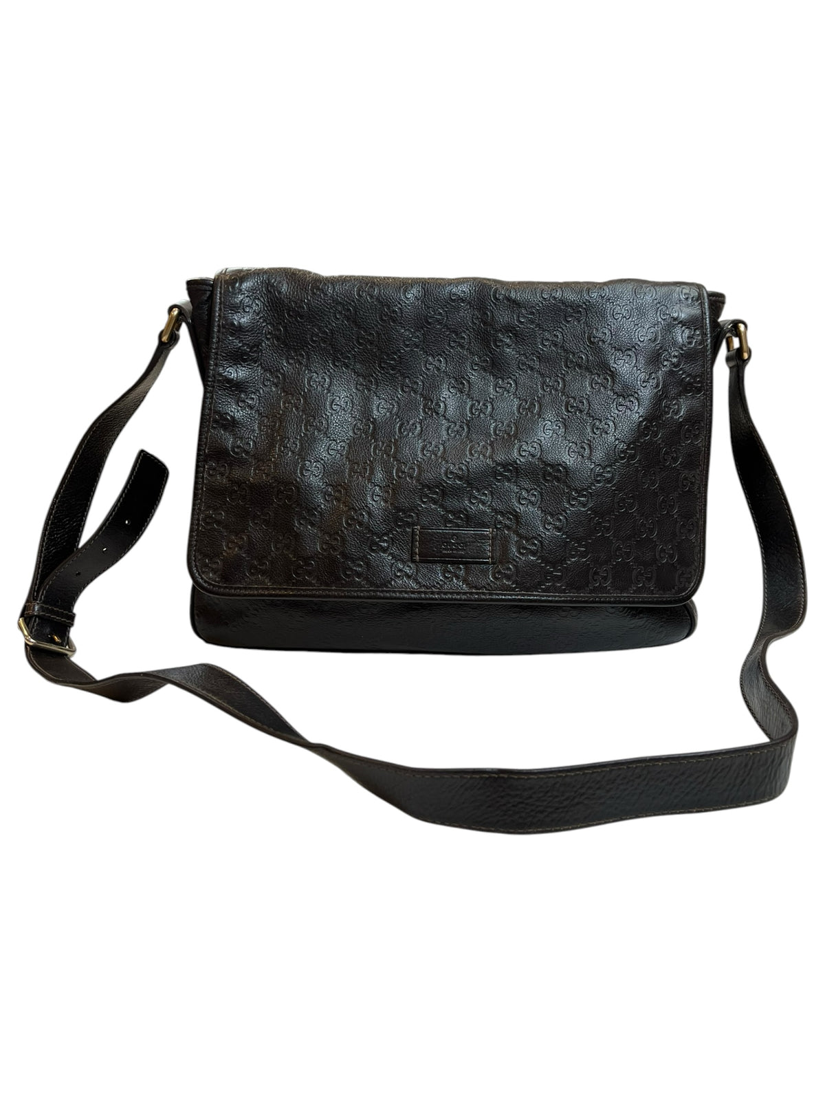 Gucci Guccissima Leather Messenger Shoulder Bag Brown