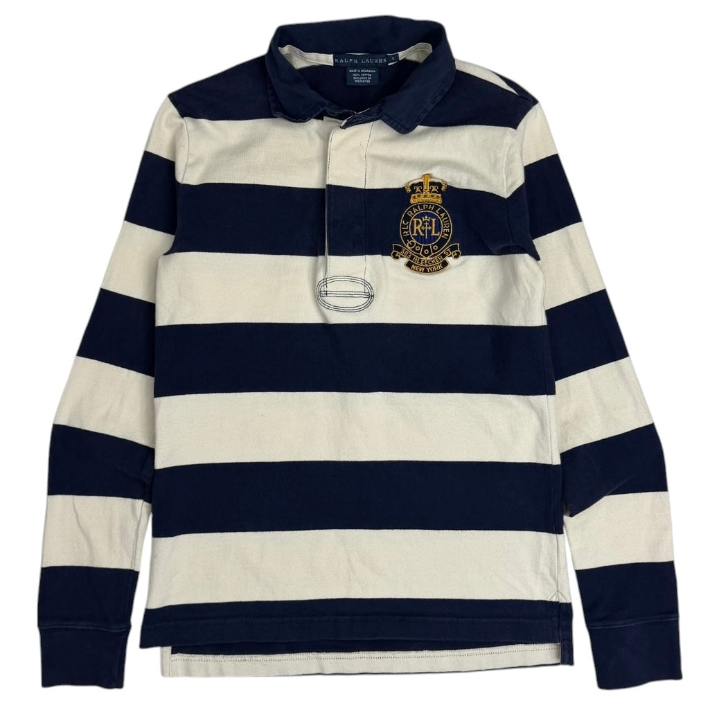 (W) Vintage Ralph Lauren Striped Polo Longsleeve Navy