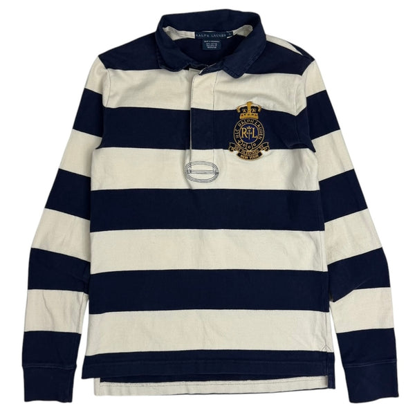 (W) Vintage Ralph Lauren Striped Polo Longsleeve Navy