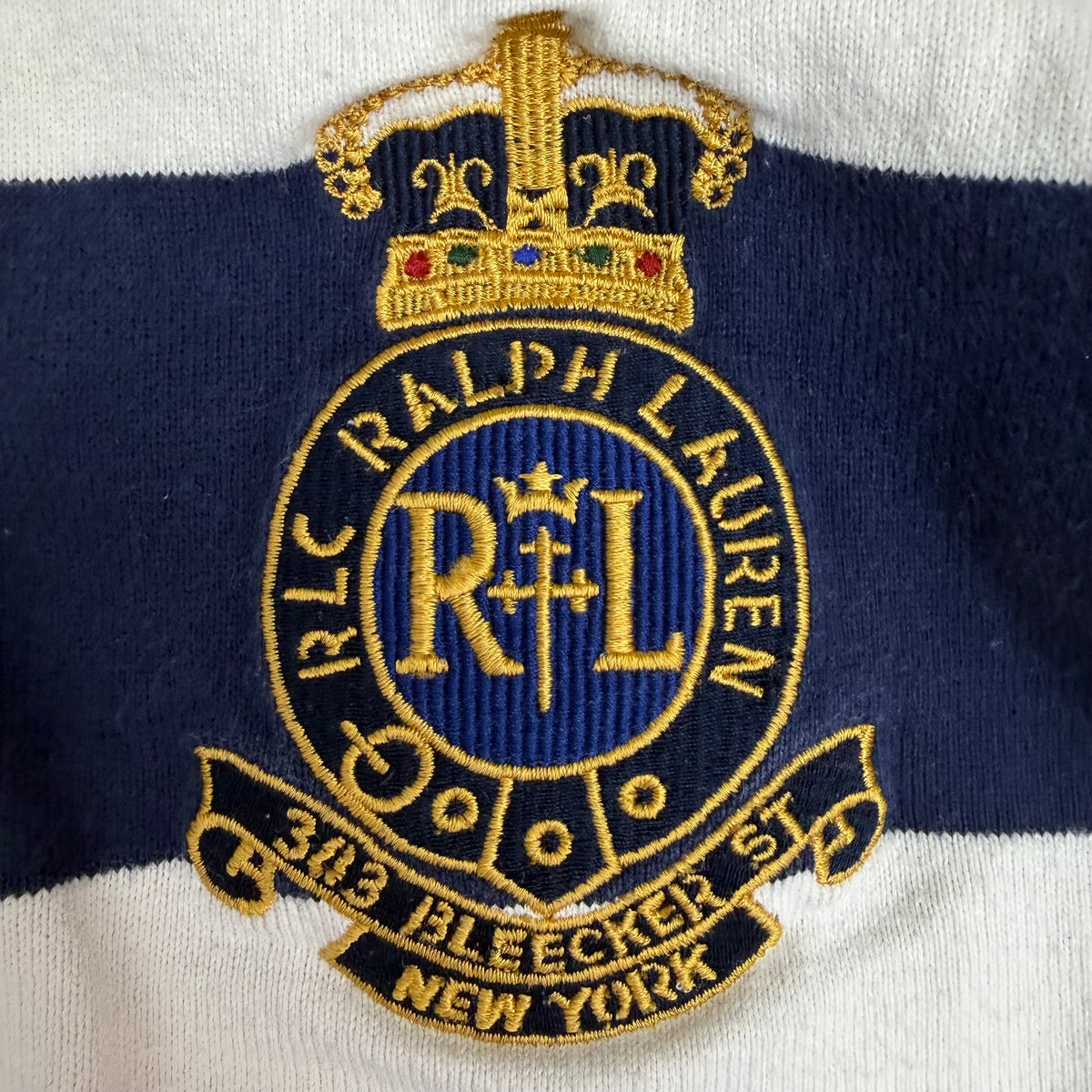 (W) Vintage Ralph Lauren Striped Polo Longsleeve Navy