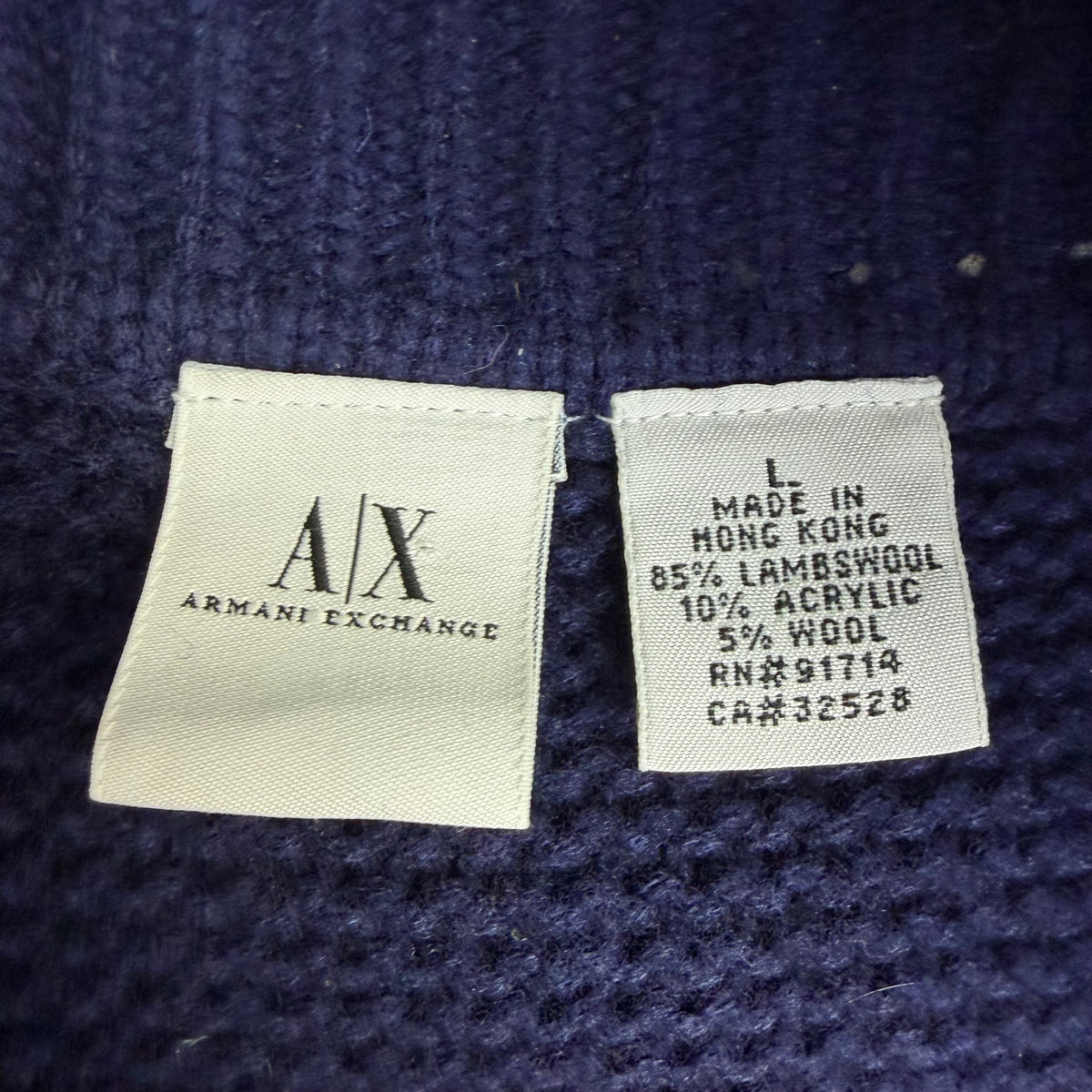 Vintage Armani Exchange Knit Quarter Zip Navy
