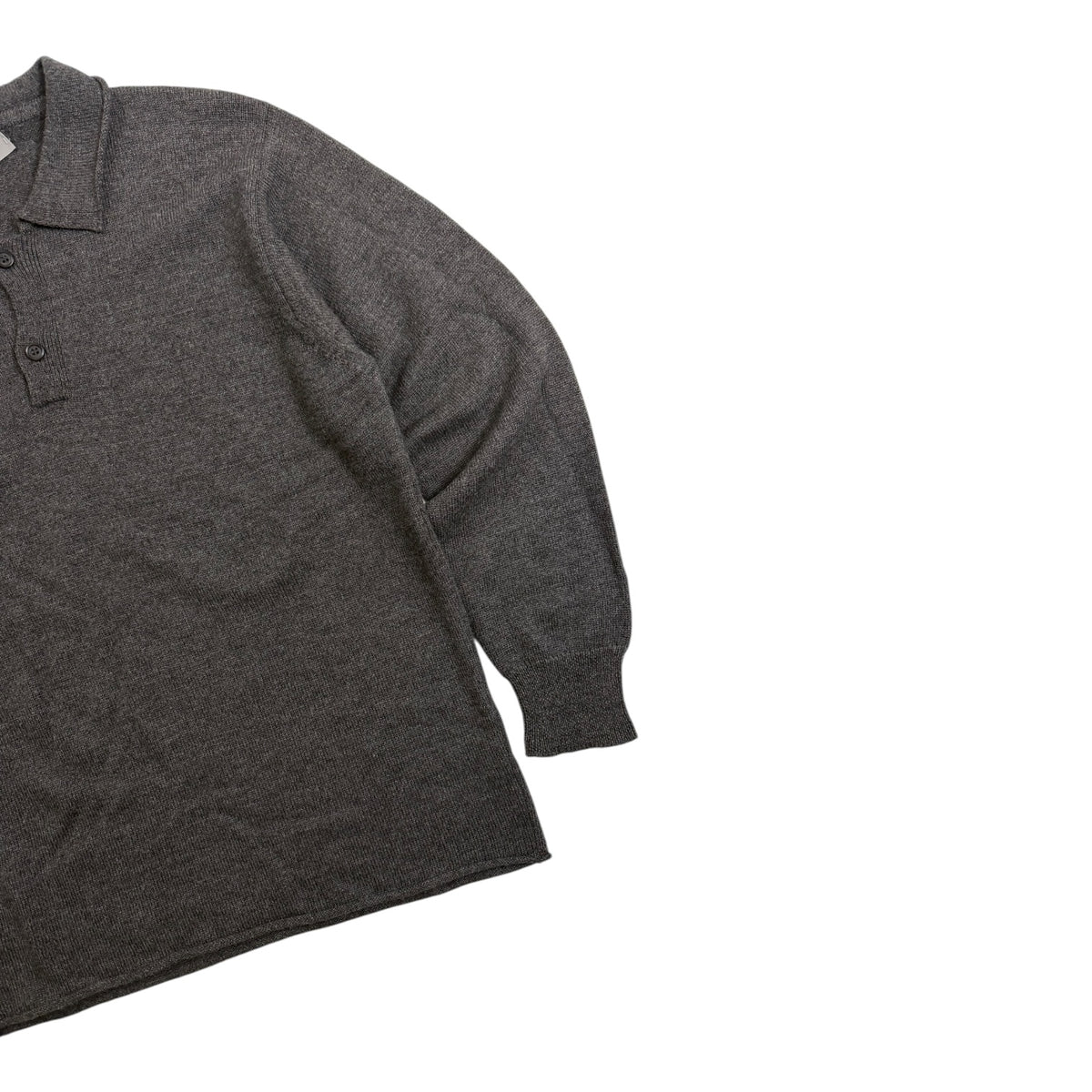 Margaret Howell Oversized Knitted Long Sleeve Polo Shirt Grey
