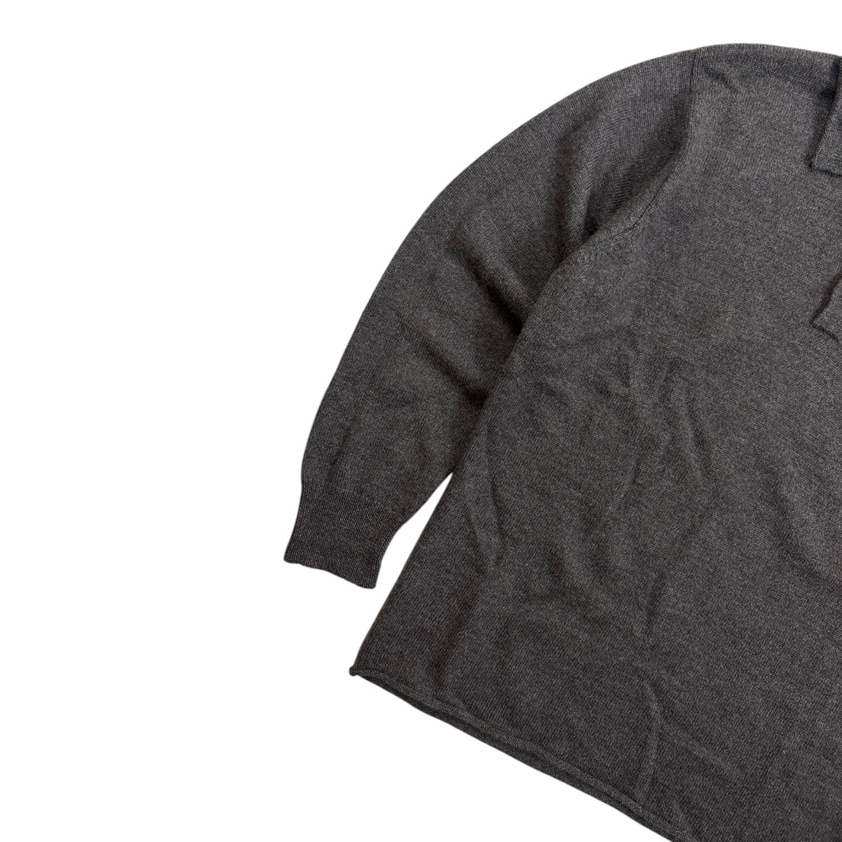 Margaret Howell Oversized Knitted Long Sleeve Polo Shirt Grey